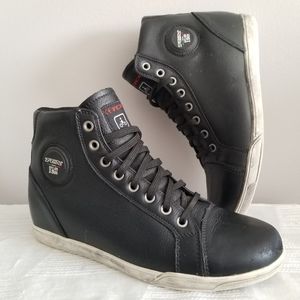 RARE TCX X-Street Motorcycle Leather Hi Top Sneaker Black Mens 7, Womens 8